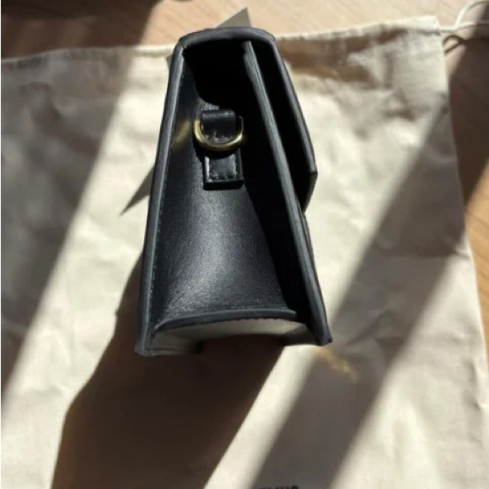 Jacquemus Black Leather Top-Handle Shoulder Bag with Gold Logo - Picture 7 of 7